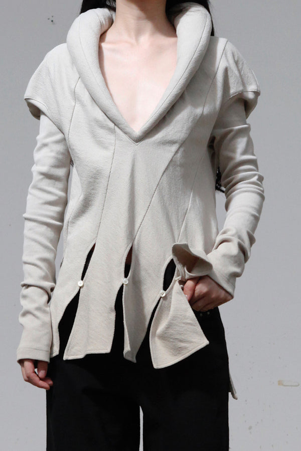 RUI three-dimensional V-neck top RAW23WV07 ash